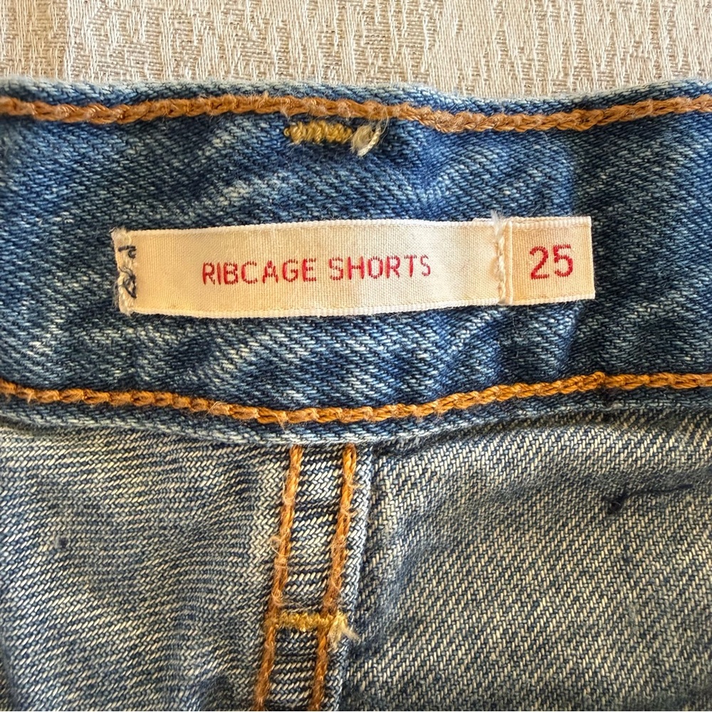 Levis Premium Womens Size W25 Ribcage Daisy Embroidered Denim Shorts - Picture 5 of 16